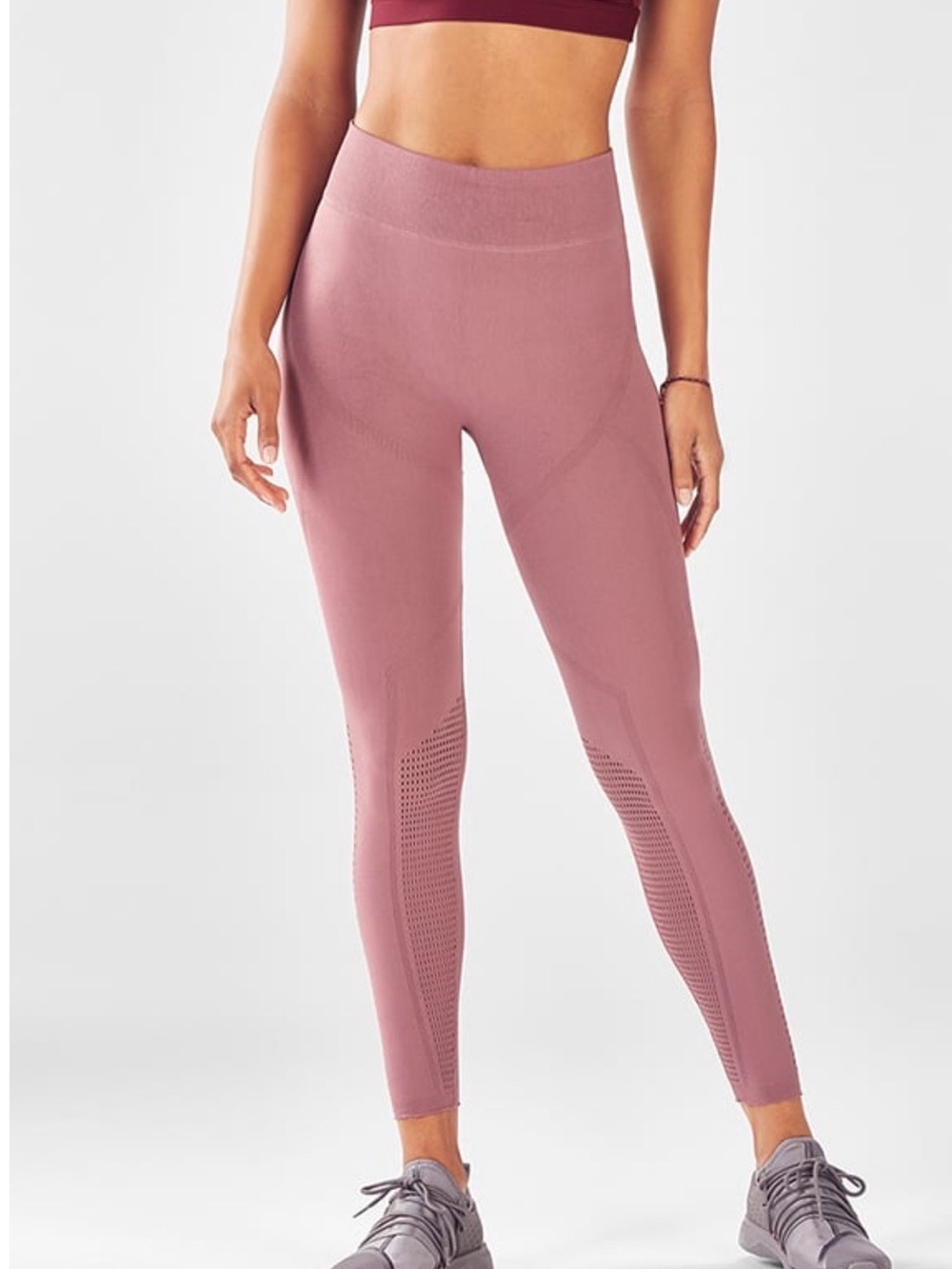 NWT Fabletics Sculpknit High-Waist Mesh 7/8 Legging Medium Dusty Rose